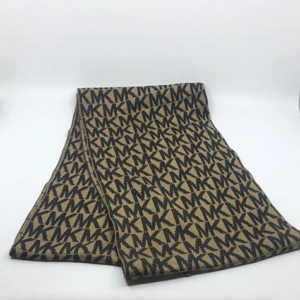 Michael Michael Kors Gray Brown Signature Monogram Acrylic Infinity Scarf